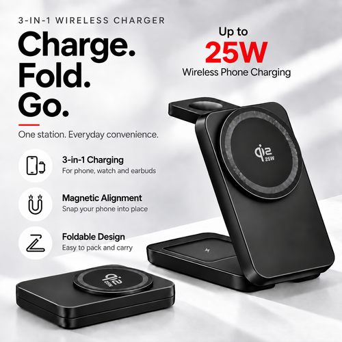 daytavo 3-in-1 Foldable Magnetic Charging Station