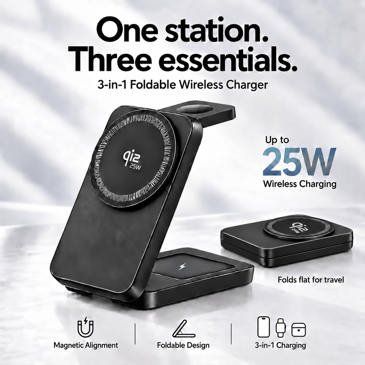 daytavo 3-in-1 Foldable Magnetic Charging Station